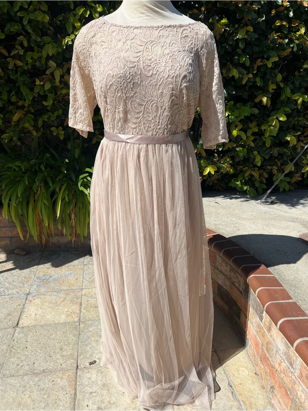 Blush Lace & Tulle Maxi Dress